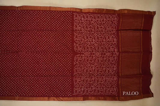 mangalgiri cotton bandhani saree paloo