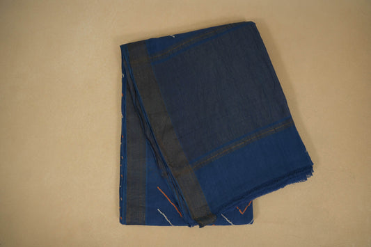 Indigo blue mangalgiri cotton bandhani saree