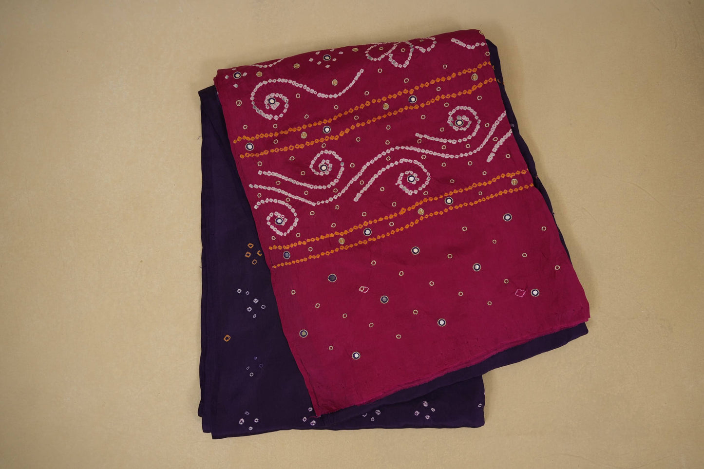 Purple mulberry silk bandhani saree