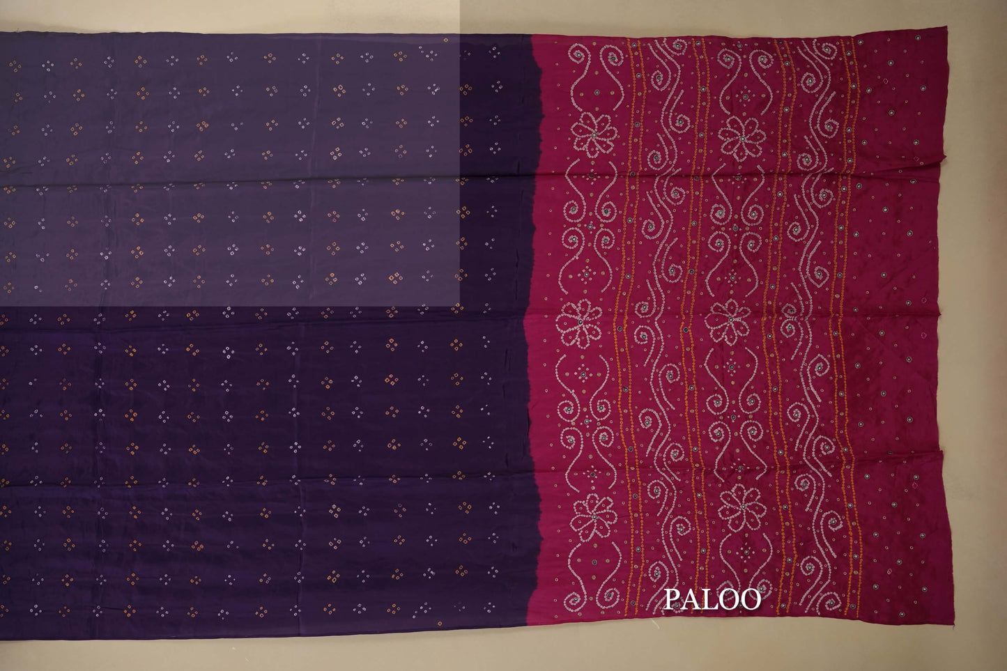 mulberry silk bandhani saree paloo