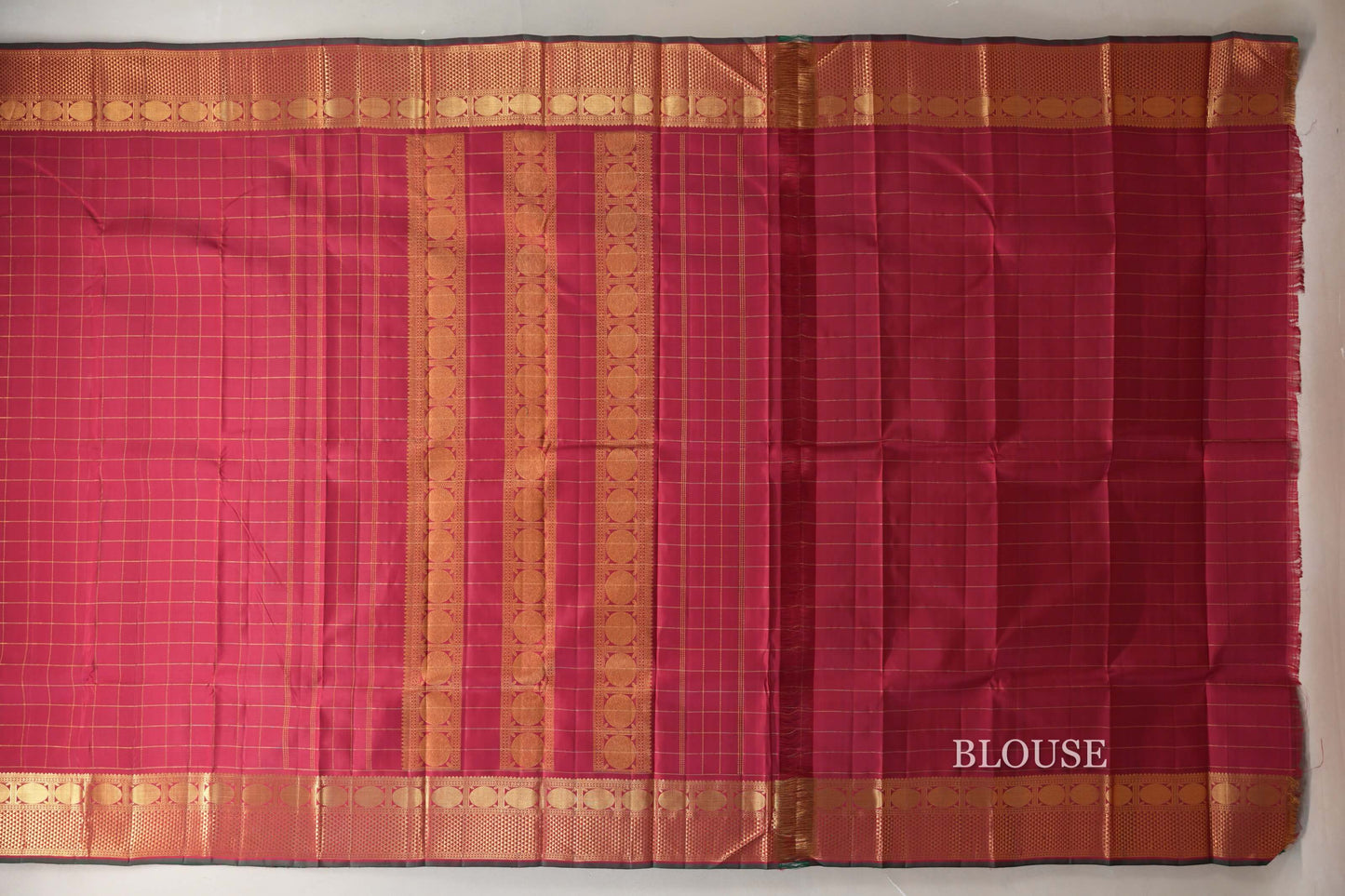 Reddish Pink with Bottle Green Selvedge Vintage Kanjivaram Silk Saree by Shreenivas Silks PSSR019043