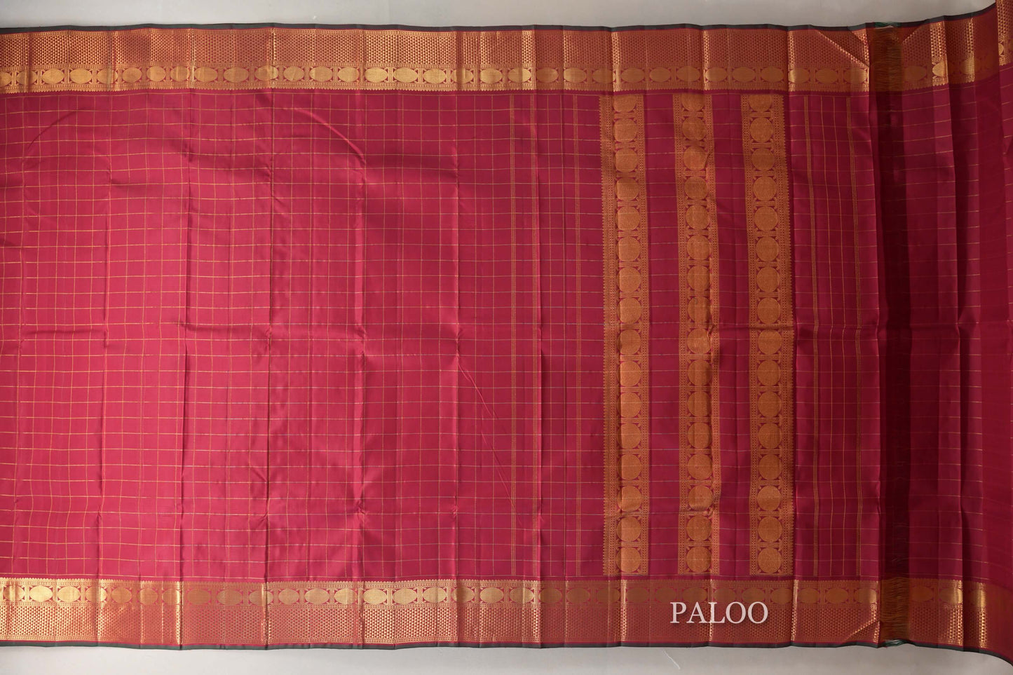 Reddish Pink with Bottle Green Selvedge Vintage Kanjivaram Silk Saree by Shreenivas Silks PSSR019043