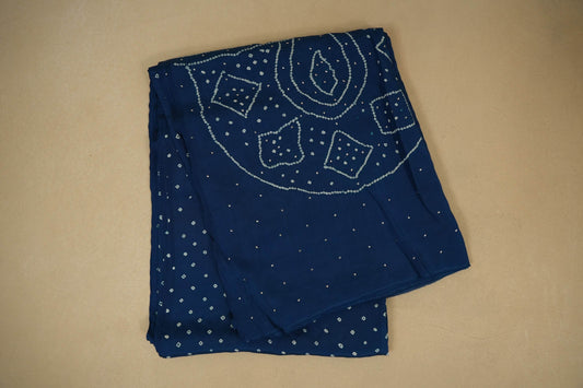 Indigo mulberry silk bandhani saree