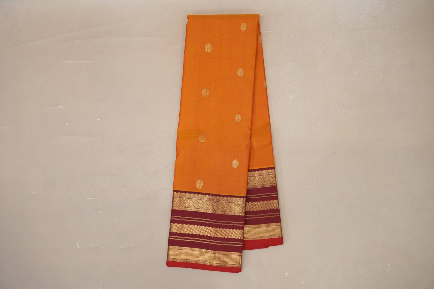 Dual Tone Red and Mustard Vintage Kanjivaram Silk Saree online