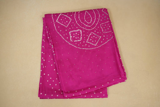 Pink mulberry silk bandhani saree