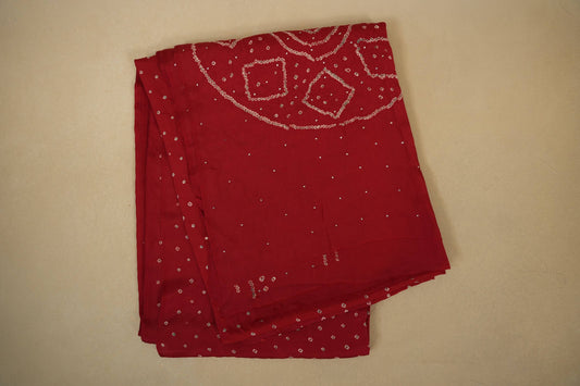 Red mulberry silk bandhani saree
