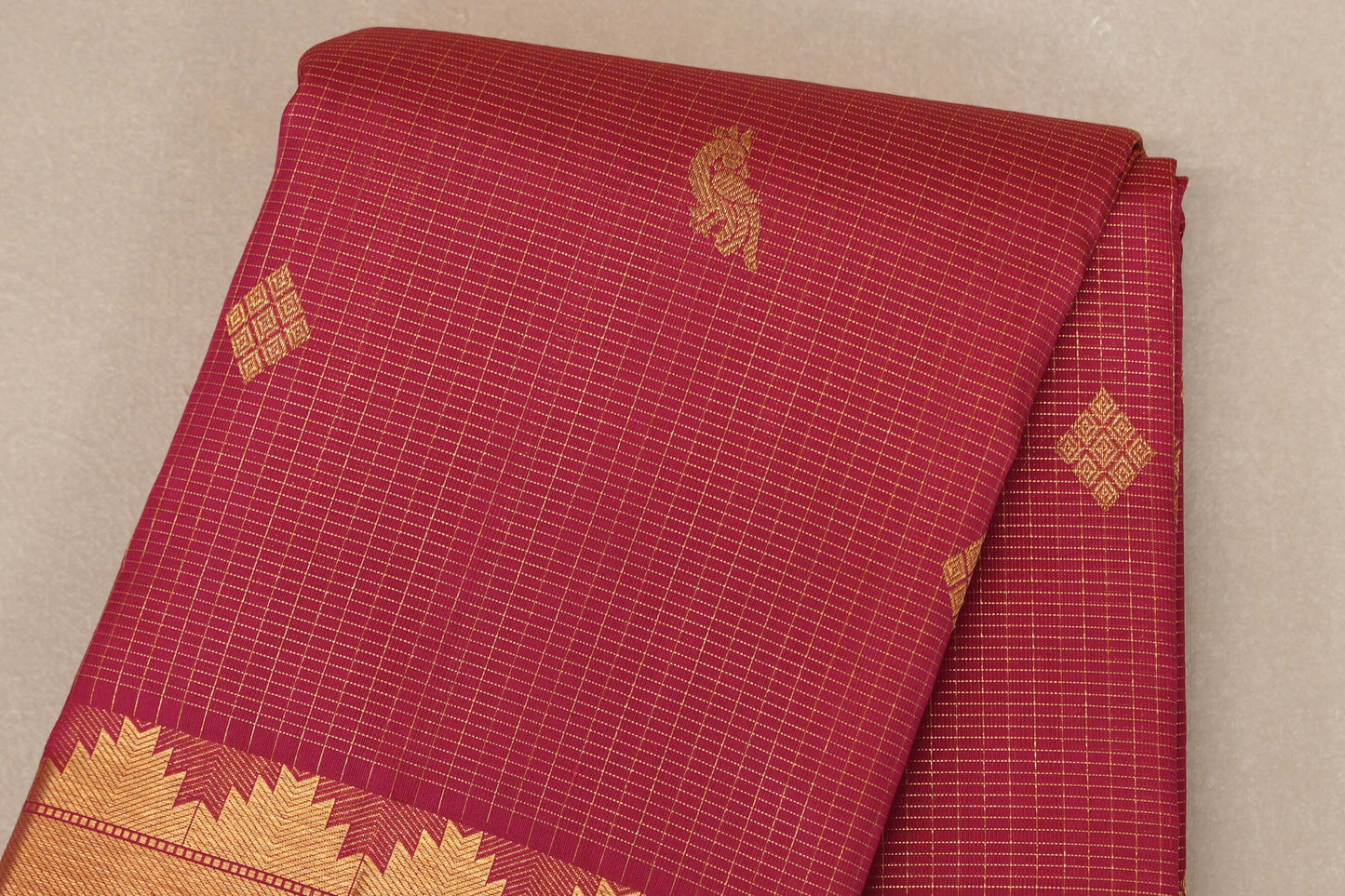 Bright Pink Vintage Kanjivaram Silk Saree body 