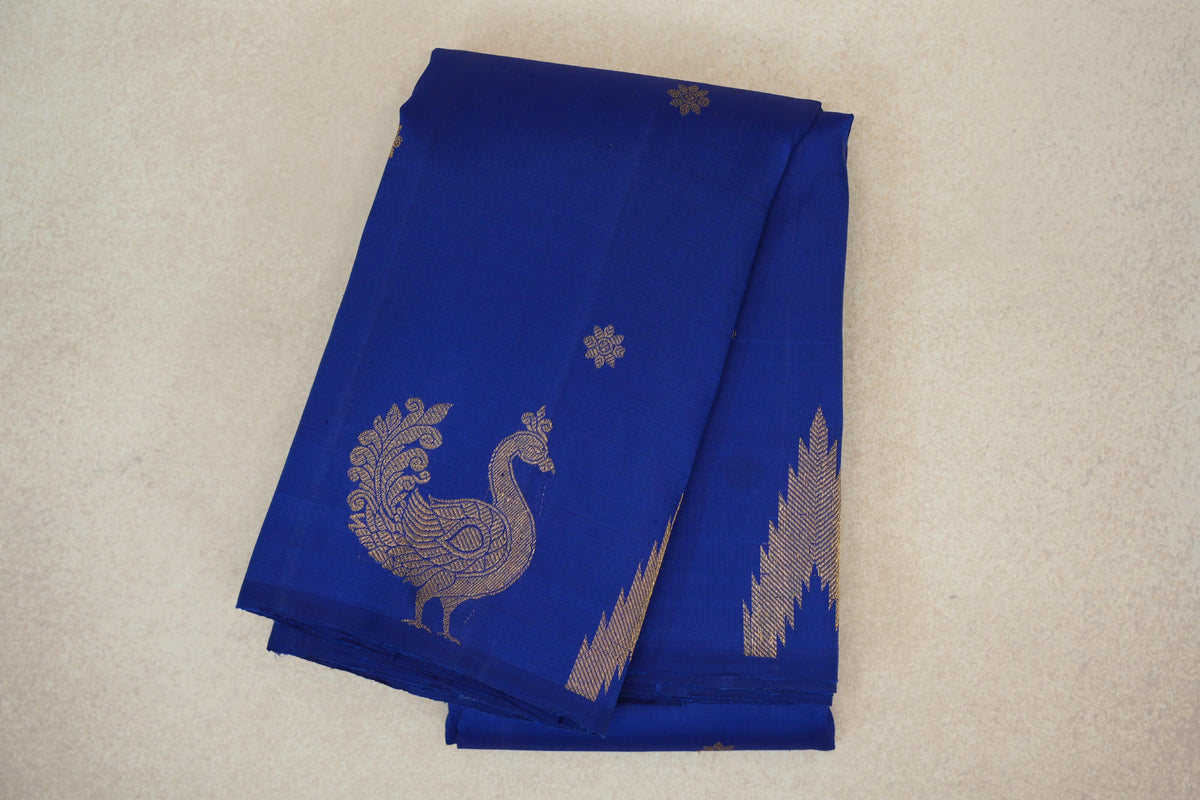 Ink Blue Borderless Plant Based Kanjivaram Silk Saree
