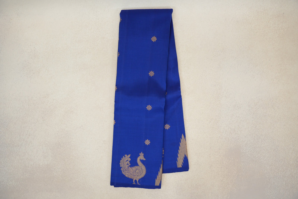 Online Ink Blue Borderless Plant Based Kanjivaram Silk Saree