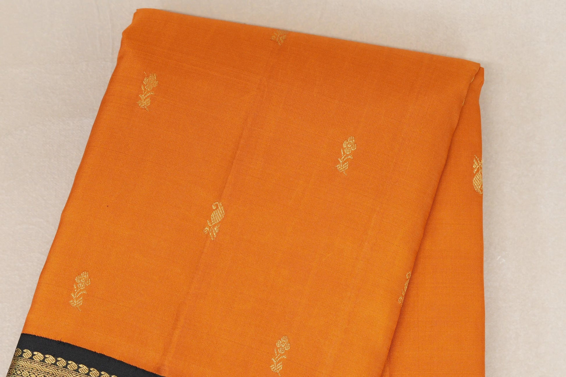 Deep Mango Orange Vintage Kanjivaram Silk Saree body zoom