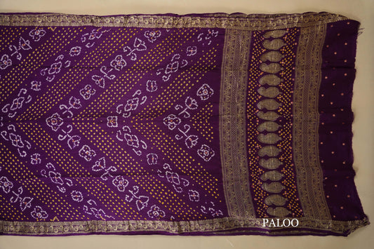 gaji silk bandhani saree paloo