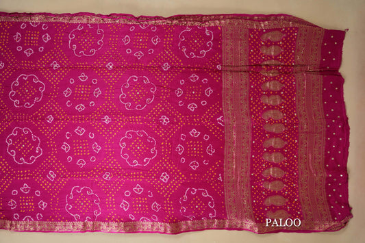 gaji silk bandhani saree paloo