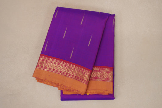 Dual Tone Pink and Blue with Reddish Pink Borders and Mustard Selvedge Vintage Kanjivaram Silk Saree by Shreenivas Silks PSSR019049