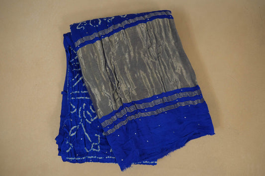 Blue gaji silk bandhani saree