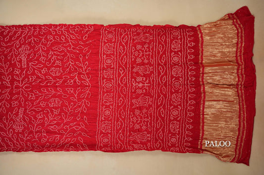 gaji silk bandhani saree plaoo