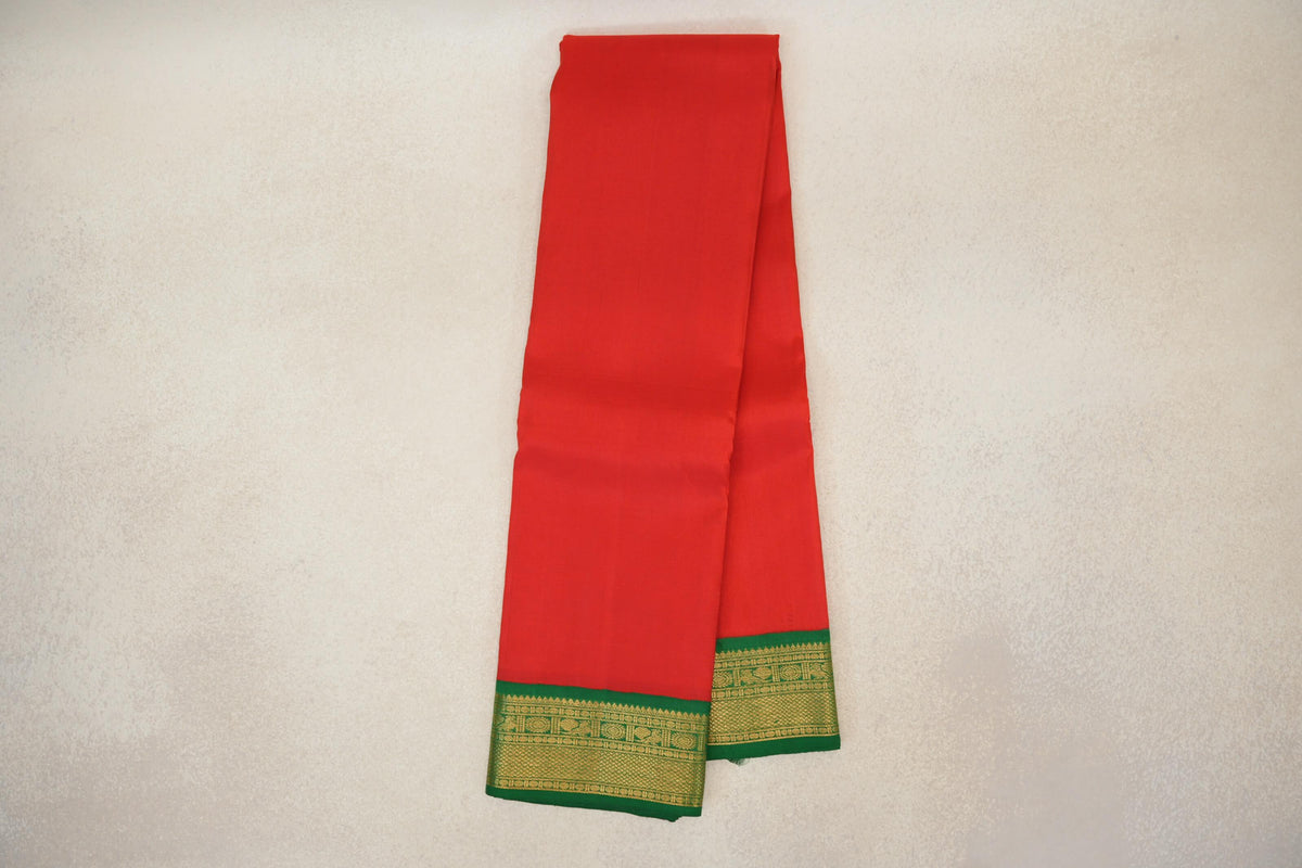 Online Red with Bottle Green Border Plant Based Kanjivaram Silk Saree