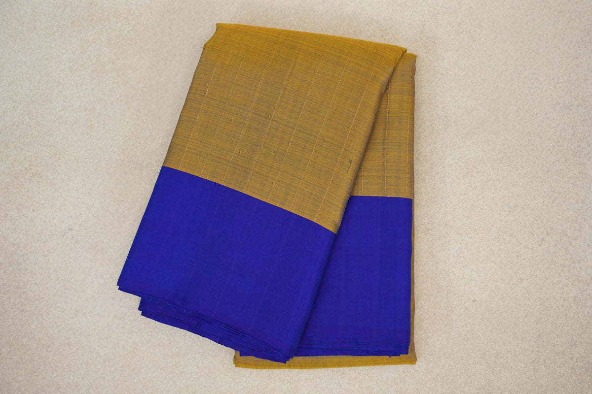 Mustard with Violet Border Plant Based Kanjivaram Silk Saree