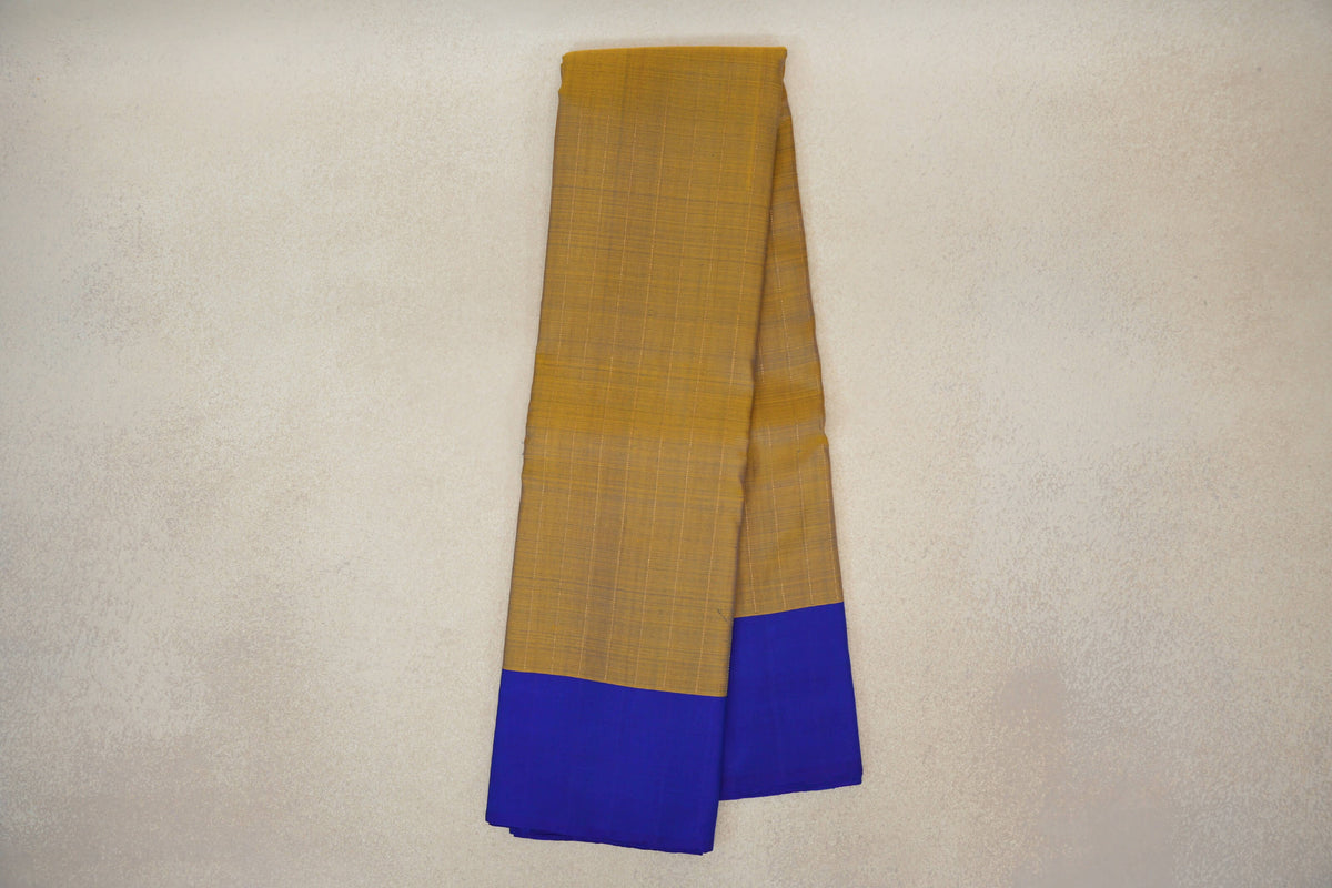 Online Mustard with Violet Border Plant Based Kanjivaram Silk Saree