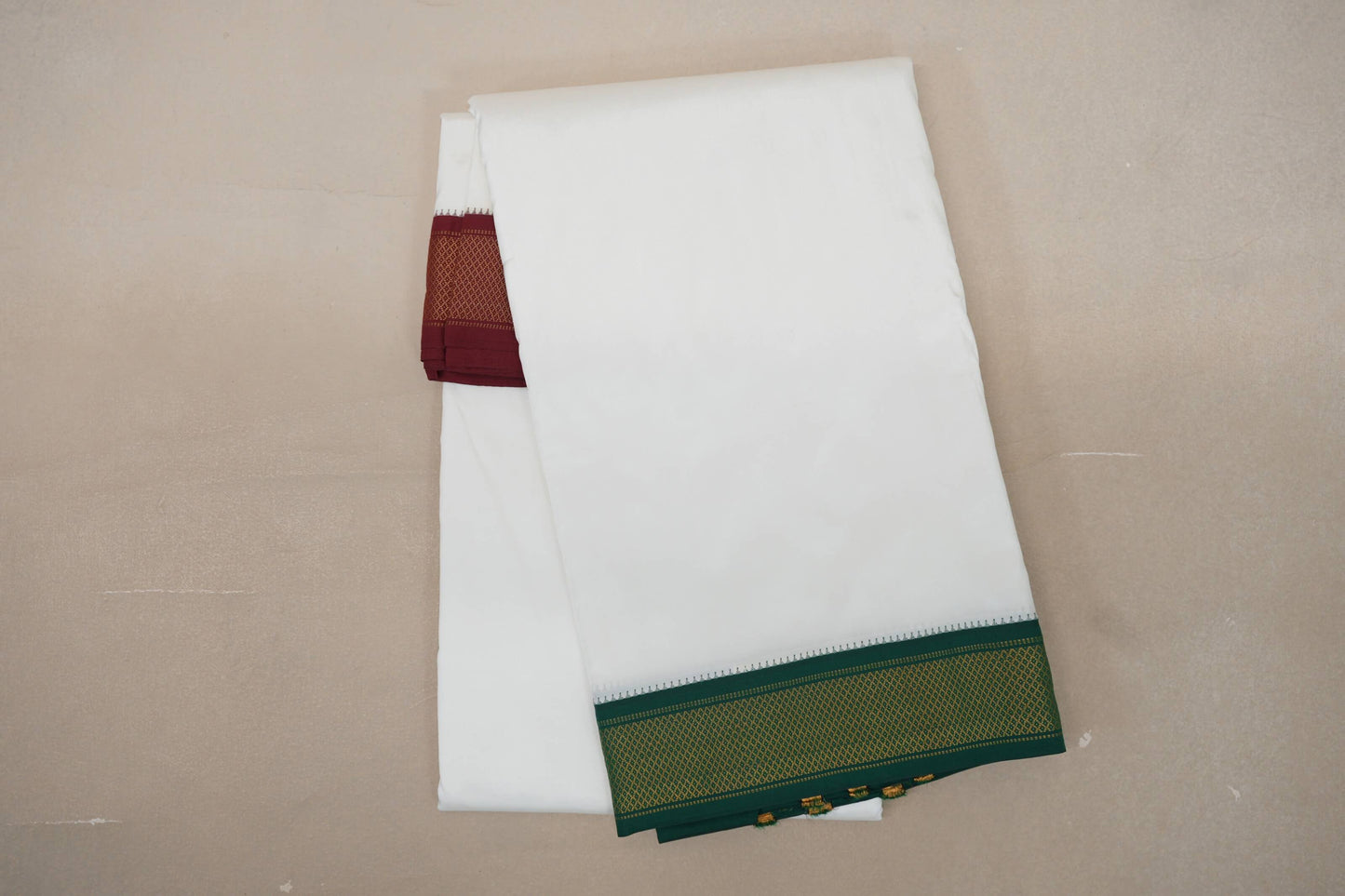 10 Mulam Silk Dhoti with 6 Mulam Angavastram for Wedding by Shreenivas Silks PSSR01DH063