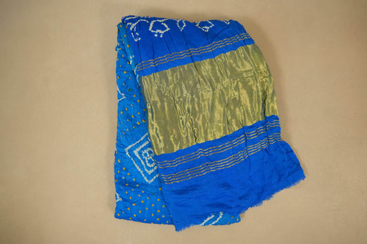 Sea blue ombre gaji silk bandhani saree