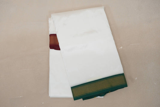 10 Mulam Silk Dhoti with 6 Mulam Angavastram for Wedding by Shreenivas Silks PSSR01DH064