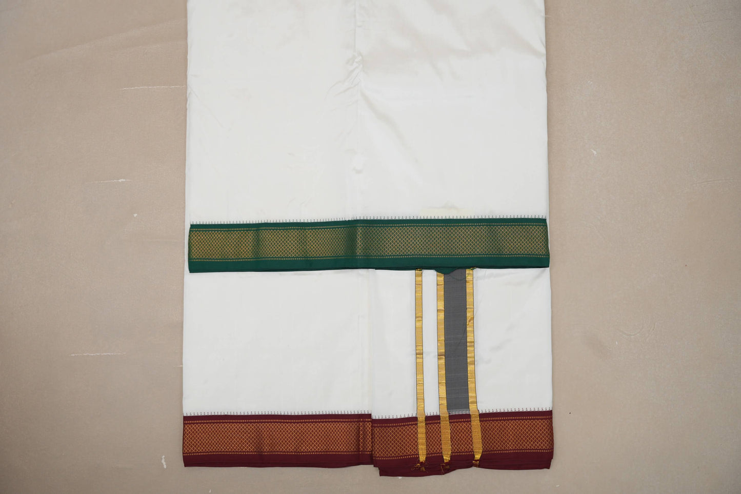 10 Mulam Silk Dhoti with 6 Mulam Angavastram for Wedding by Shreenivas Silks PSSR01DH064