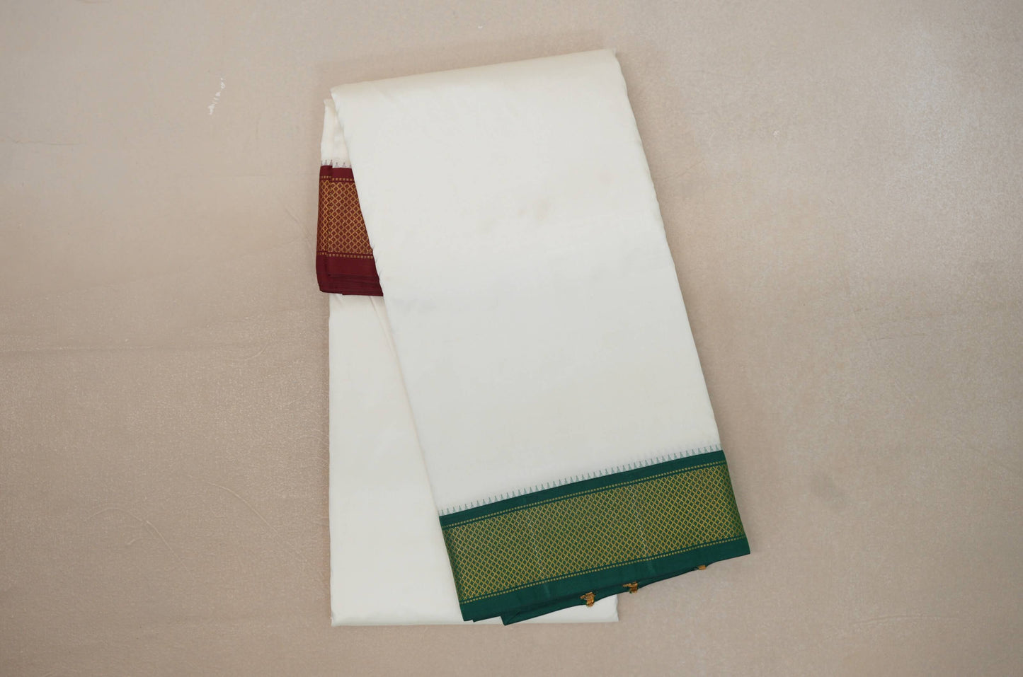 9 Mulam Silk Dhoti with 5 Mulam Angavastram for Wedding by Shreenivas Silks PSSR01DH065