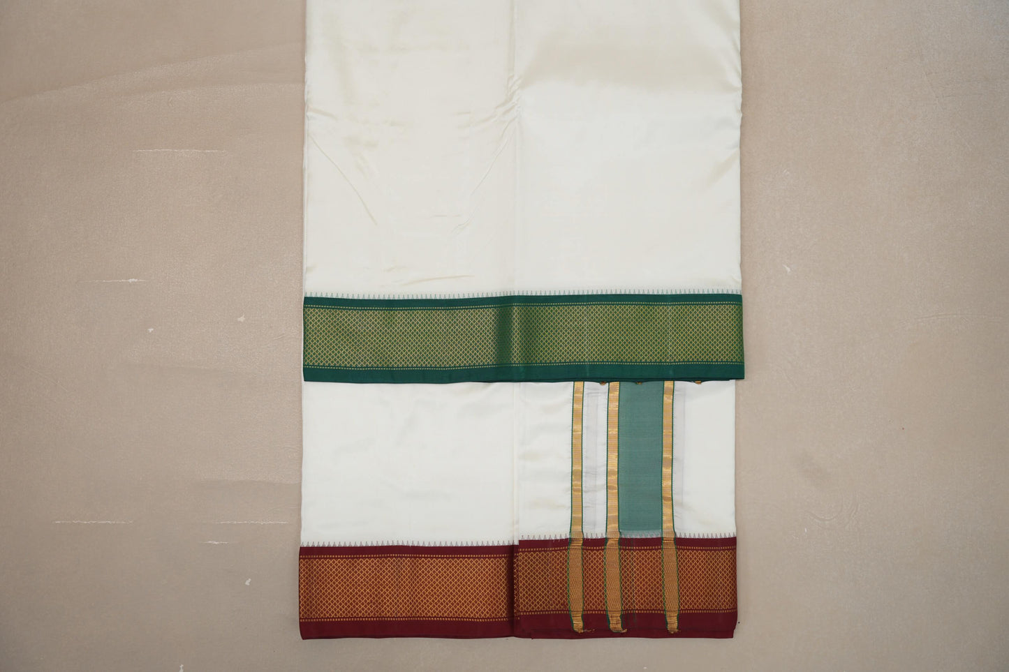 9 Mulam Silk Dhoti with 5 Mulam Angavastram for Wedding by Shreenivas Silks PSSR01DH065