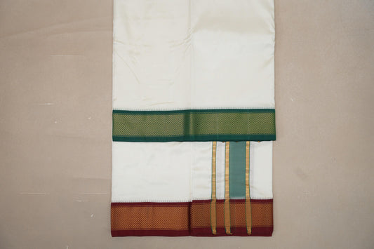 9 Mulam Silk Dhoti with 5 Mulam Angavastram for Wedding by Shreenivas Silks PSSR01DH065