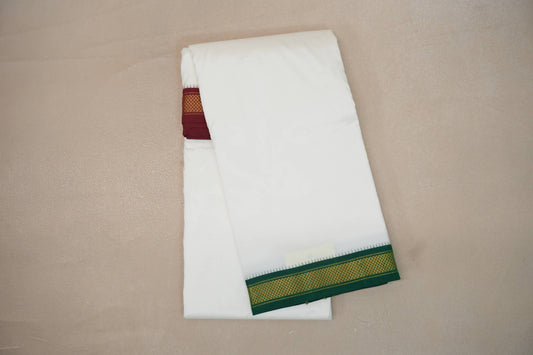9 Mulam Silk Dhoti with 5 Mulam Angavastram for Wedding by Shreenivas Silks PSSR01DH067