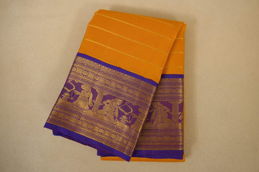 Mustard beldhary Vintage Kanjivaram Silk Saree by Shreenivas Silks PSSR018013 - Parisera