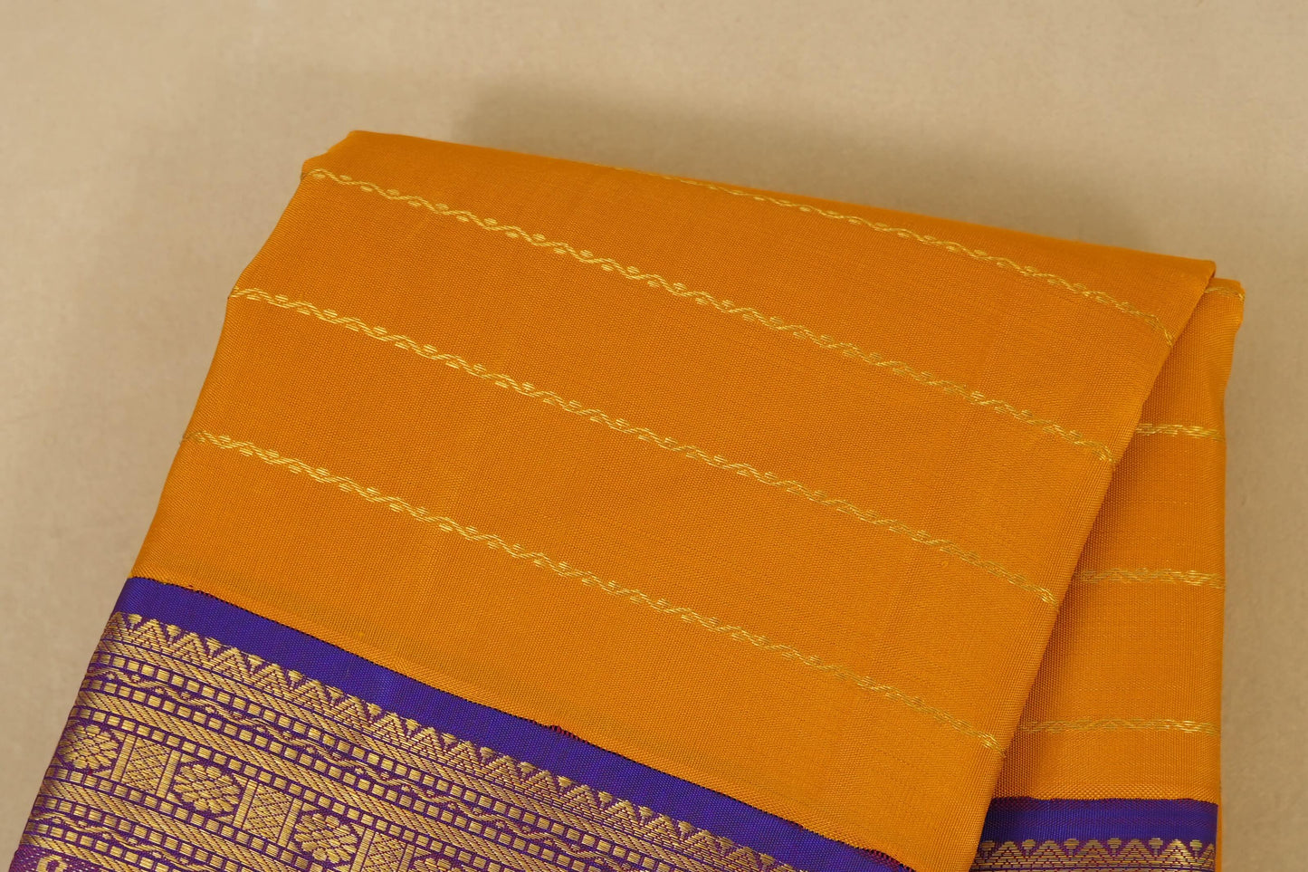 Mustard beldhary Vintage Kanjivaram Silk Saree by Shreenivas Silks PSSR018013 - Parisera