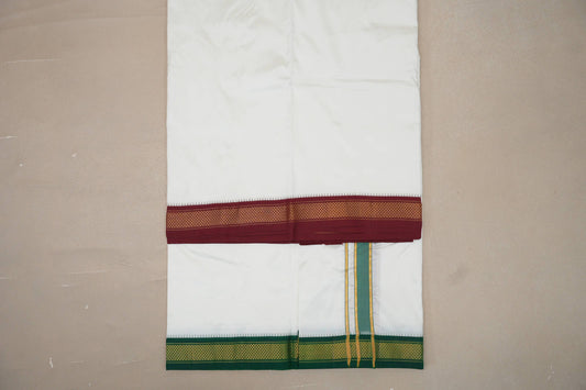 9 Mulam Silk Dhoti with 5 Mulam Angavastram for Wedding by Shreenivas Silks PSSR01DH067