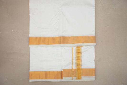 10 Mulam Silk Dhoti with 6 Mulam Angavastram for Wedding by Shreenivas Silks PSSR01DH068