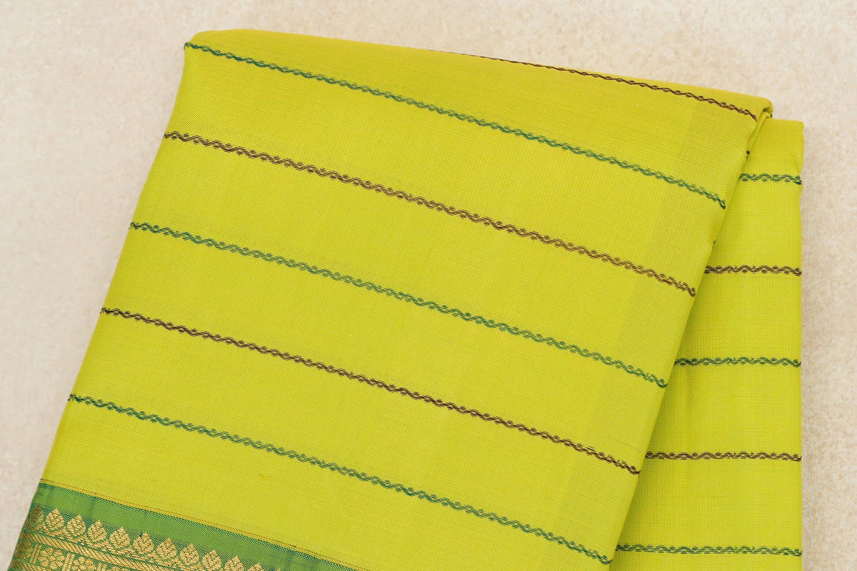 Lime Green Vintage Kanjivaram Silk Saree body zoom