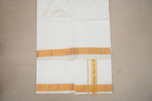 10 Mulam Silk Dhoti with 6 Mulam Angavastram for Wedding by Shreenivas Silks PSSR01DH069