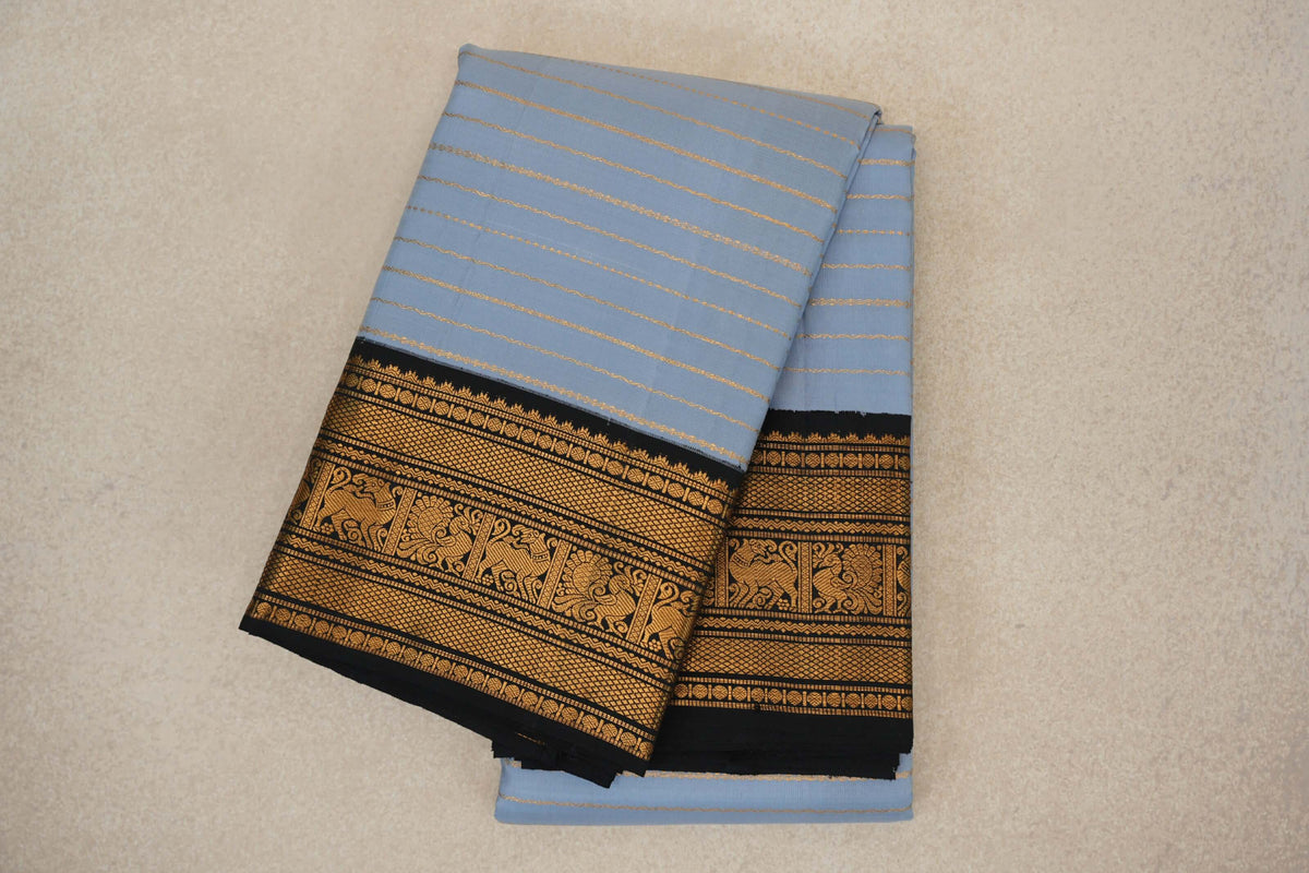  Grey Blue Vintage Kanjivaram Silk Saree