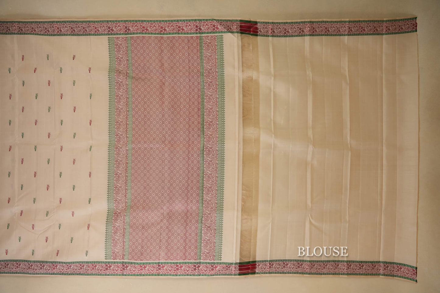 Off white Vintage Kanjivaram Silk Saree by Shreenivas Silks PSSR018015 - Parisera