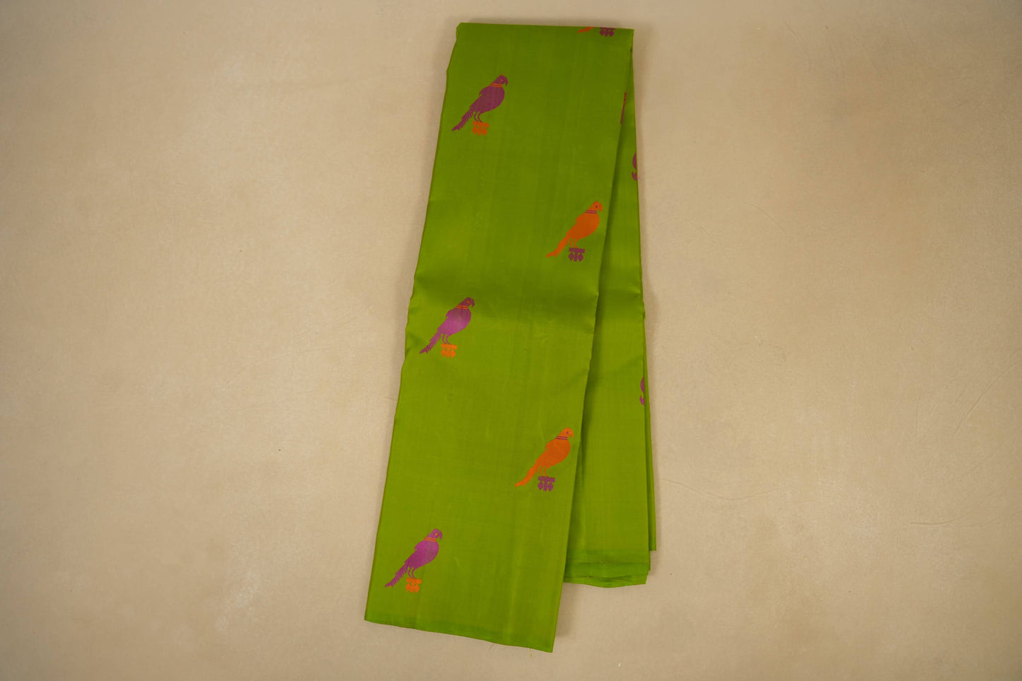 Parrot Green borderless Vintage Kanjivaram Silk Saree by Shreenivas Silks PSSR018016 - Parisera