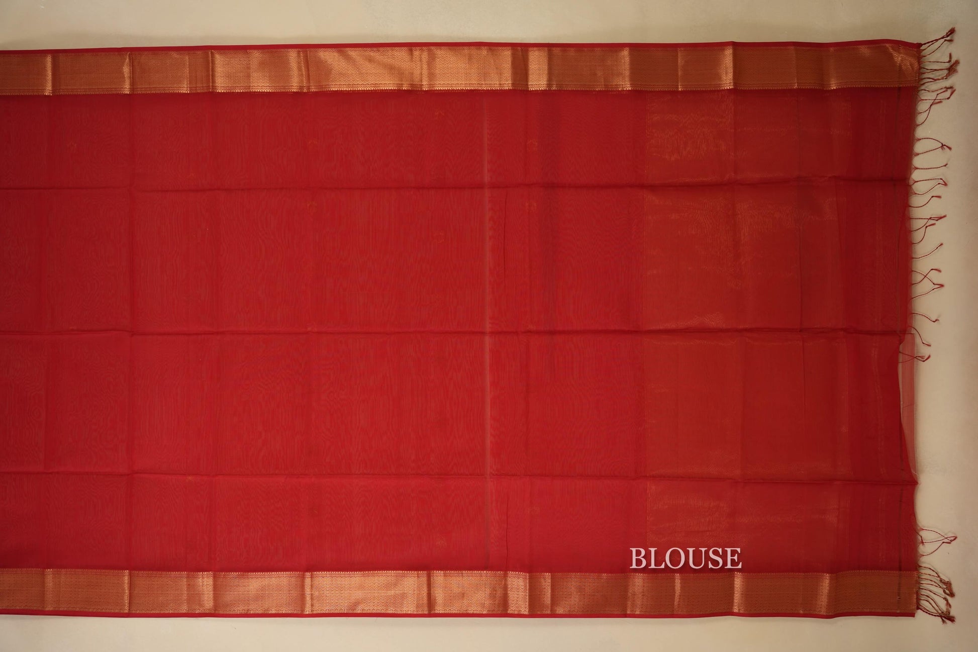 Red Maheshwari Silk Cotton Saree blouse