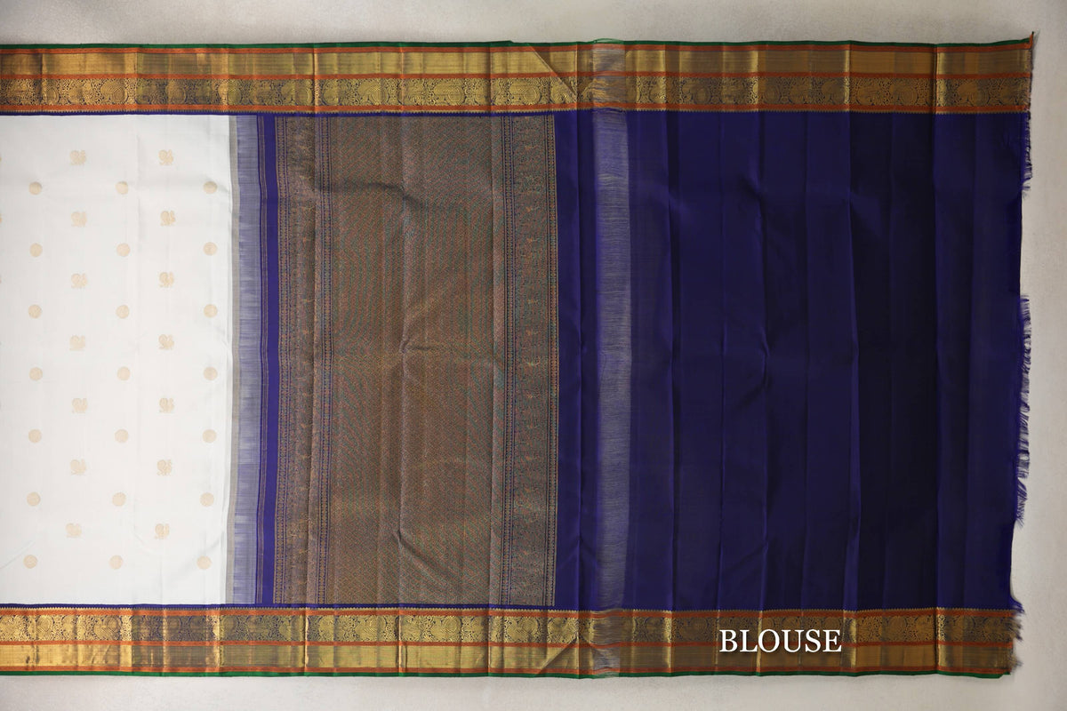 Off White Vintage Kanjivaram Silk Saree blouse