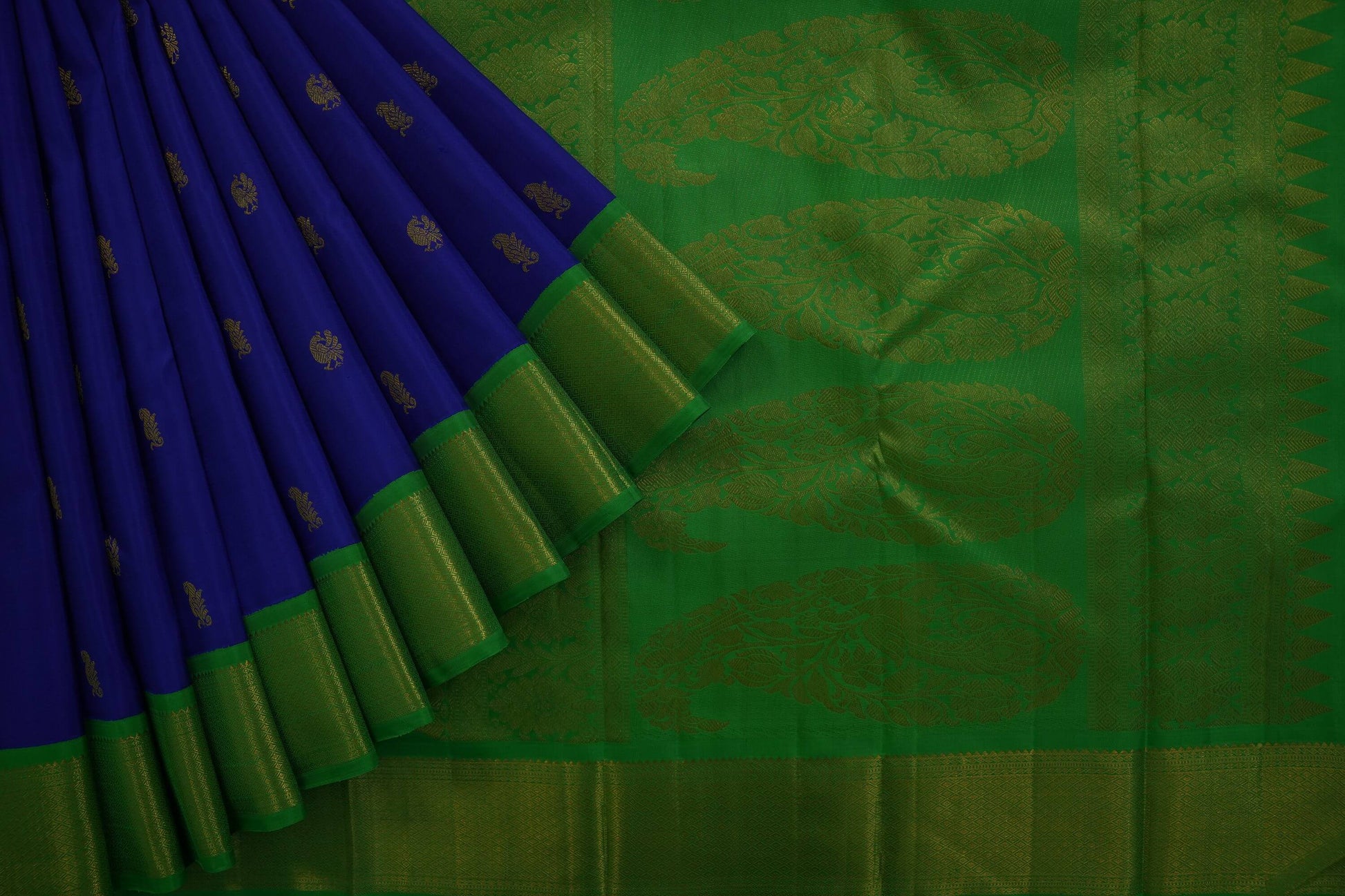 MS blue kanchipuram silk saree