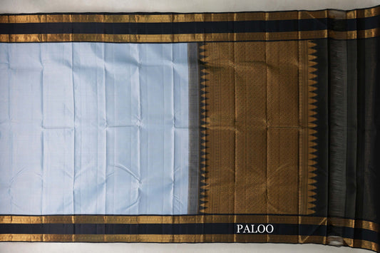  Grey Vintage Kanjivaram Silk Saree paloo