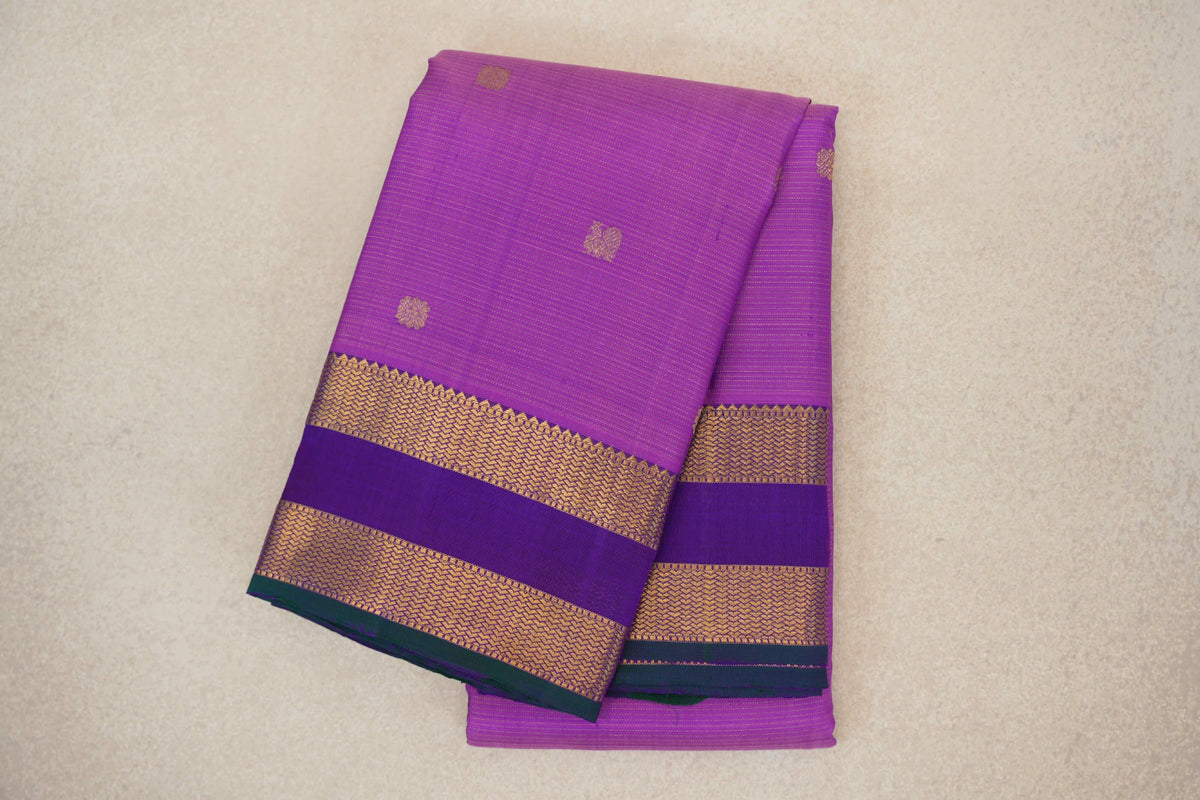 folded  Purple Vintage Kanjivaram Silk Saree