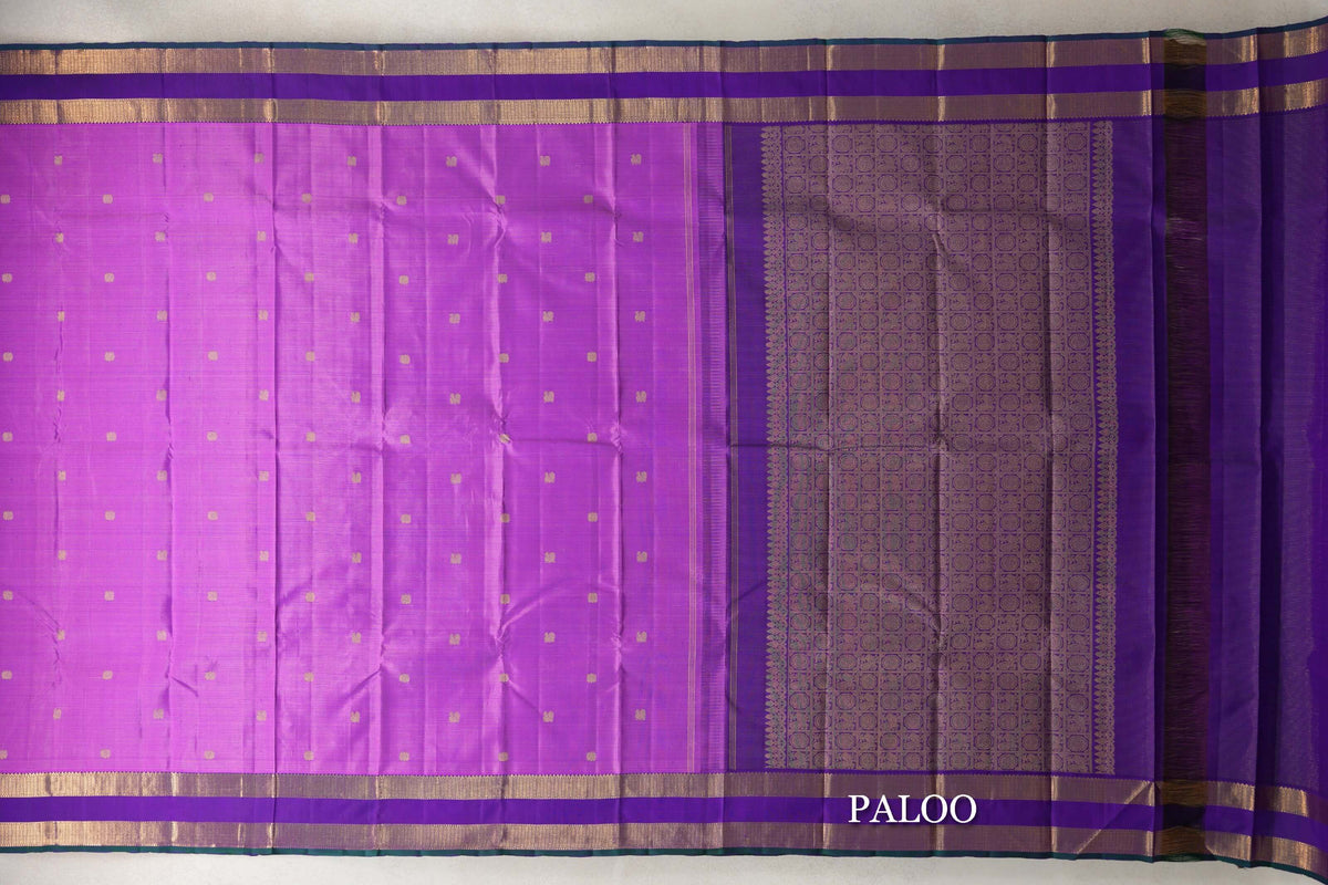  Purple Vintage Kanjivaram Silk Saree paloo