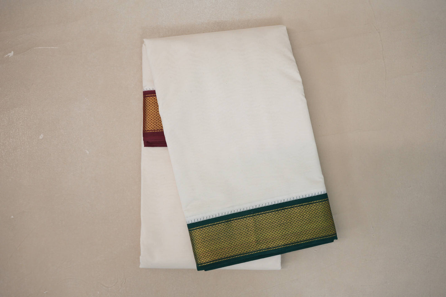 10 Mulam Cotton Muhurtham Dhoti with 6 Mulam Angavastram by Shreenivas Silks PSSR01DH085 - Parisera