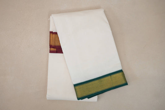10 Mulam Cotton Muhurtham Dhoti with 6 Mulam Angavastram by Shreenivas Silks PSSR01DH086