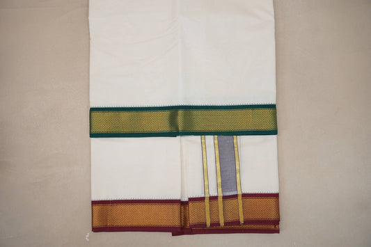 10 Mulam Cotton Muhurtham Dhoti with 6 Mulam Angavastram by Shreenivas Silks PSSR01DH086