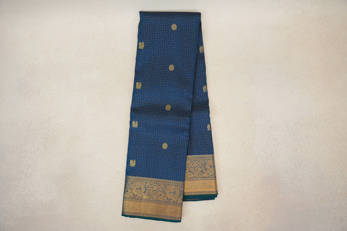 Peacock Blue Vintage Kanjivaram Silk Saree online