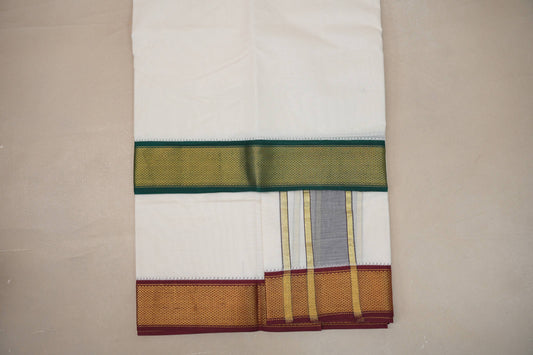 9 Mulam Cotton Muhurtham Dhoti with 5 Mulam Angavastram by Shreenivas Silks PSSR01DH087